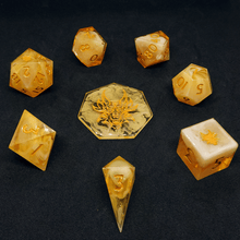 Load image into Gallery viewer, 'Zinnia' 8 Piece Resin DND Dice Set - Chronicle