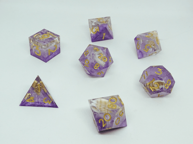 'Purple Seashell' Sharp Resin Dice Set - Chronicle