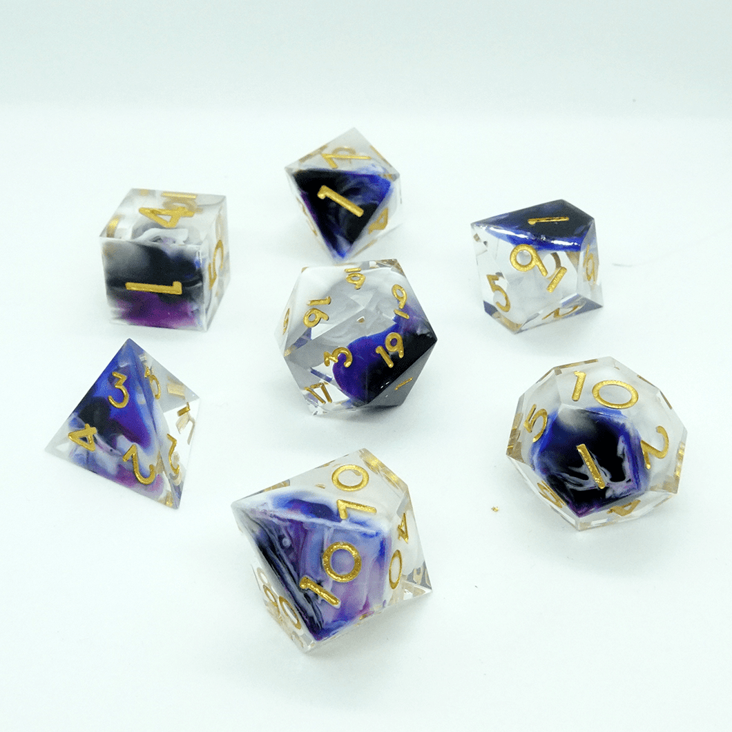 'Purple Watercolour' Sharp Resin Dice Set - Chronicle