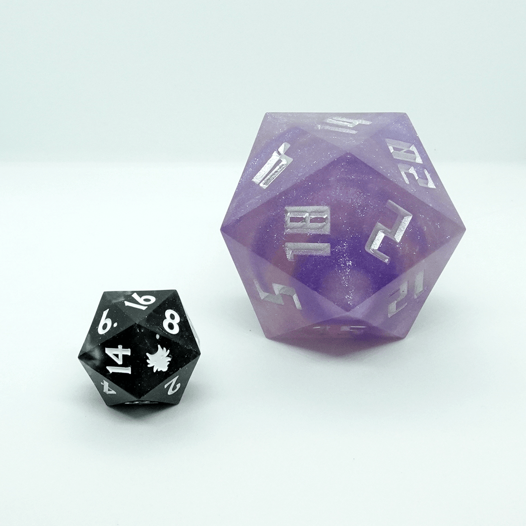 'Slow Silver' Dragon Sized D20 - Chronicle