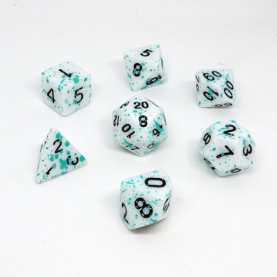 Aqua Splatter' Resin Dice Set