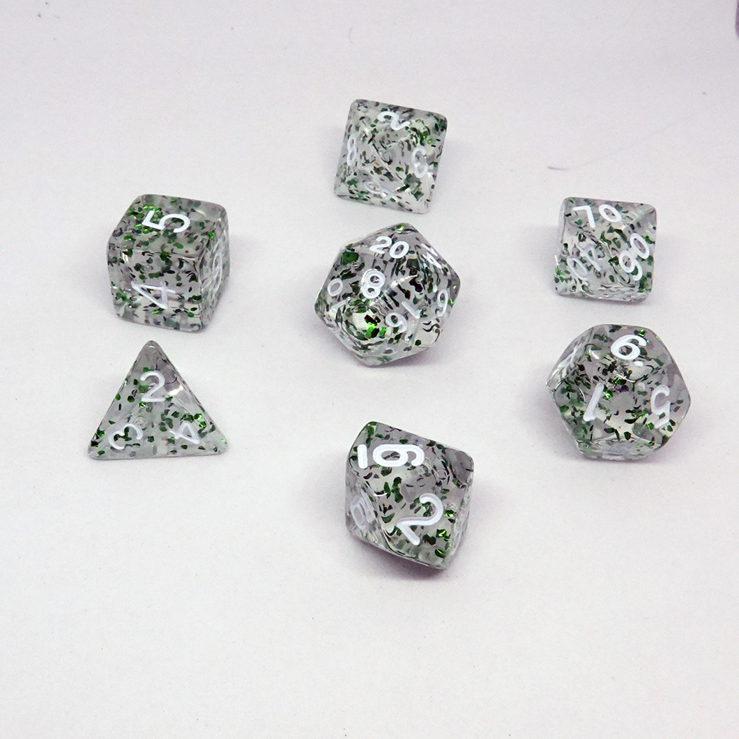 Emerald Sparkle' Resin Dice Set