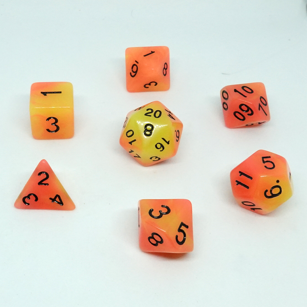 Fire Glow' Resin Dice Set