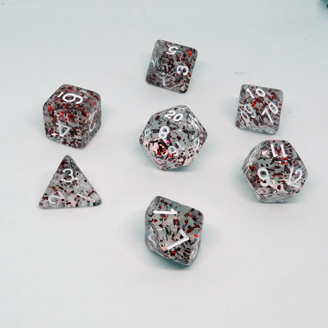 Fire Sparkle' Resin Dice Set