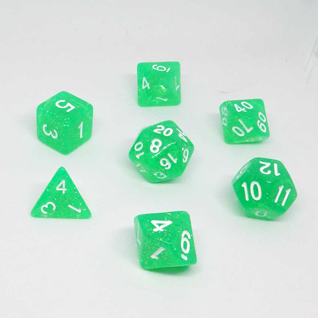 Lime Glint' Resin Dice Set