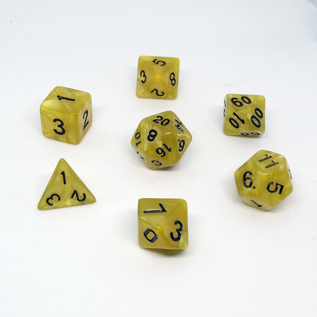 Pearlescent Yellow' Resin Dice Set
